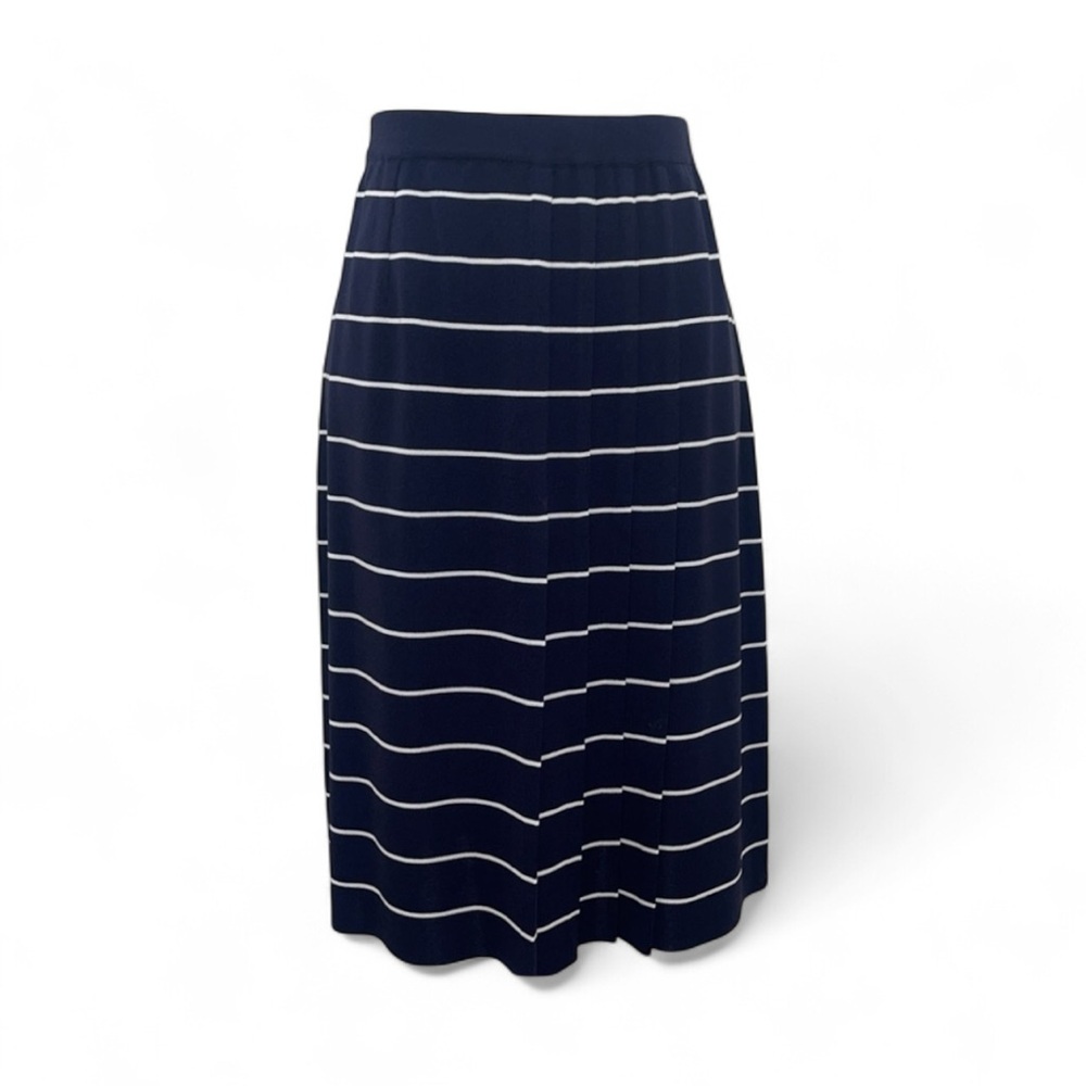 Exclusively Misook Stripe Pleated Front Knit Midi Skirt Size Medium